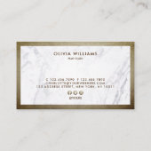 幾何学的なブラウンの金ゴールドのはさみの大理石の美容師 名刺 (裏面)