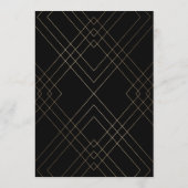 幾何学的なブラックゴールドのカリグラフィー結婚式 招待状 (裏面)