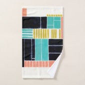 幾何学的なブロック バスタオルセット (ハンドタオル)