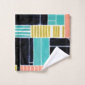幾何学的なブロック バスタオルセット (ウォッシュタオル)