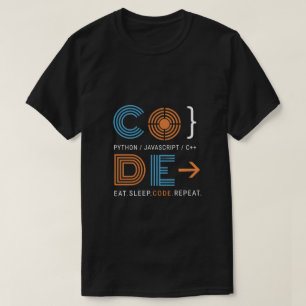 幾何学的なプログラマーコード Eat Sleep Repeat ギフト Tシャツ