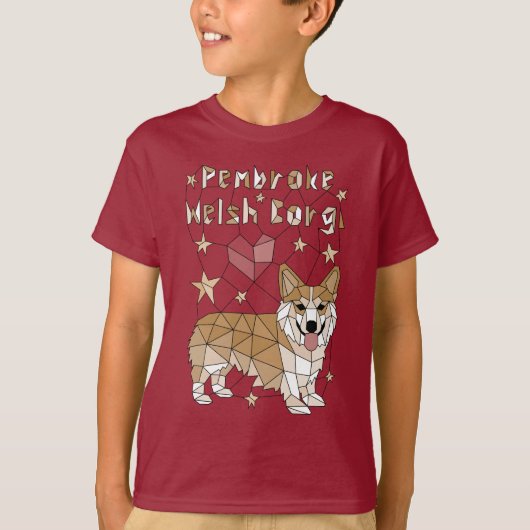 幾何学的なペンブロークのウェルシュコーギー Tシャツ (正面)