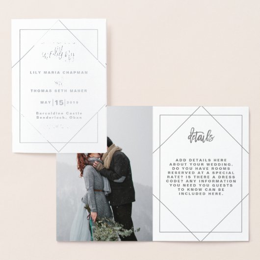 幾何学的なホイルの結婚式招待状 箔カード (ディスプレー)