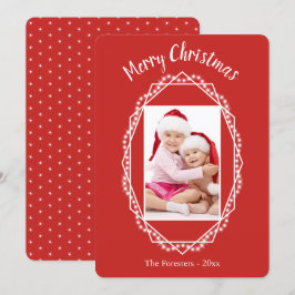 幾何学的なホリデースパークル写真クリスマスカード 招待状