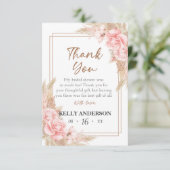 幾何学的なボーホー パンパス ローズゴールド ブライダルシャワー サンキューカード (スタンド正面)