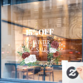 幾何学的なボーホー ワード バーガンディ フラワーリース 冬のセール ウィンドウサイン (カフェ窓)