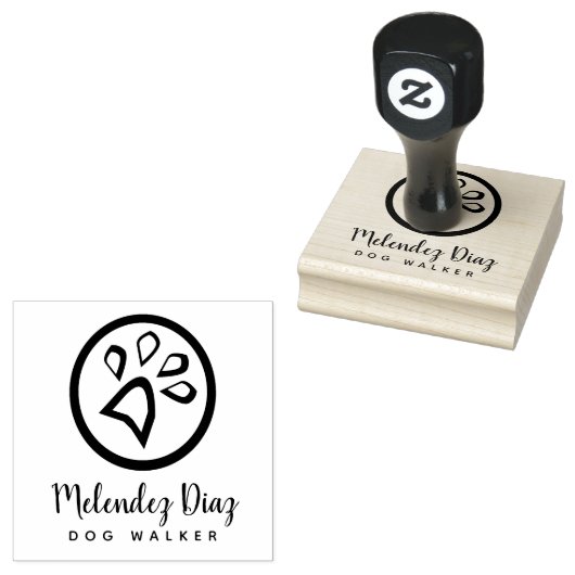 幾何学的なポープリントモダンドッグウォーカーのロゴ ラバースタンプ (押印)