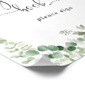 幾何学的なミニマリストのユーカリのゲストブックサイン ポスター (角)