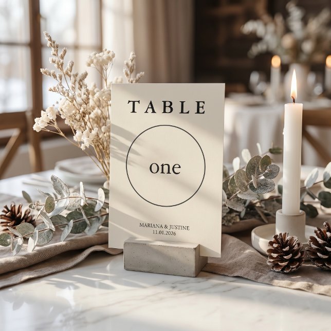 幾何学的なミニマリストの冬の結婚式テーブルナンバー  (Geometric Minimalist Winter Wedding Table Number Card)
