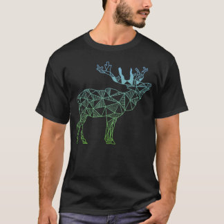 幾何学的なムース・エルク・ワイルド・アラスカ・マウンテン Tシャツ