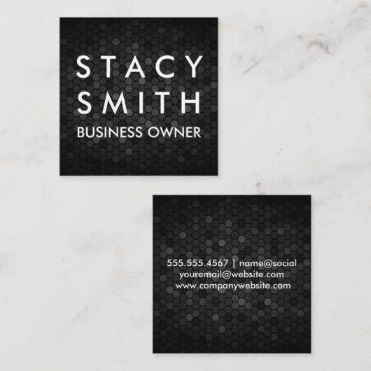 幾何学的なメタリック背景 スクエア名刺 (正面/裏面)