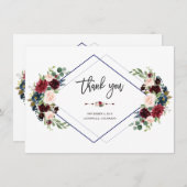 幾何学的なメリーノーブルの花のウェディング　ありがとう サンキューカード (正面/裏面)