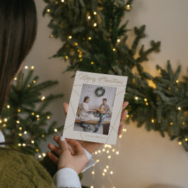 幾何学的なモカベージュのクリスマス家族写真 シーズンカード