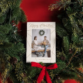 幾何学的なモカベージュのクリスマス家族写真 シーズンカード