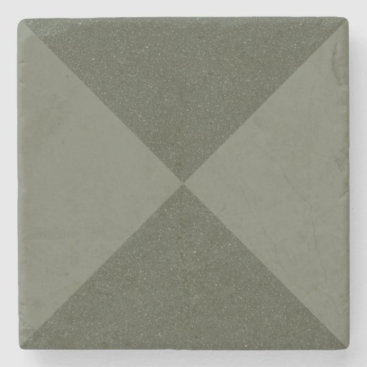 幾何学的なモスグリーンの石のクォスター ストーンコースター (正面)