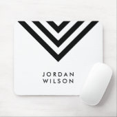 幾何学的なモダンな最小主義の白く及び黒いシェブロン マウスパッド (マウス)