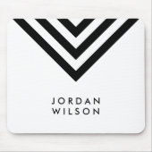 幾何学的なモダンな最小主義の白く及び黒いシェブロン マウスパッド (正面)