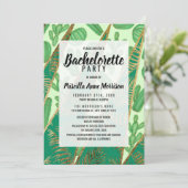 幾何学的なモダンな金ゴールドの緑のサボテンのシュロの葉 招待状 (スタンド正面)