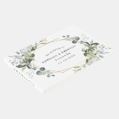 幾何学的なモダン緑の金ゴールド結婚の数 ゲストブック (コーナー)