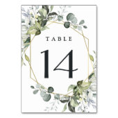 幾何学的なモダン緑の金ゴールド結婚の数 テーブルナンバー (正面)