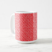 幾何学的なモットを持つ赤とオレンジのラッピング紙 コーヒーマグカップ (正面左)