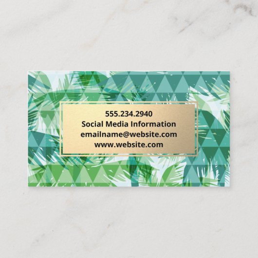 幾何学的なヤシの木の背景 名刺 (裏面)
