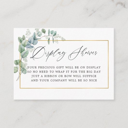 幾何学的なユーカリのブライダルシャワー ディスプレイ シャワー エンクロージャーカード (正面)