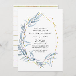幾何学的なユーカリのブライダルシャワー 招待状