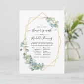 幾何学的なユーカリのベビーシャワー（郵送） 招待状 (スタンド正面)