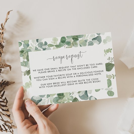 幾何学的なユーカリの結婚式のレシピリクエスト エンクロージャーカード