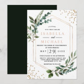 幾何学的なユーカリの結婚式の招待状 ラスティックでおしゃれなデザイン 招待状 (正面/裏面)
