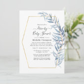 幾何学的なユーカリの葉のドライブバイシャワー 招待状 (スタンド正面)