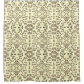 幾何学的なライトイエローとブラウン葉のパターン シャワーカーテン (正面)