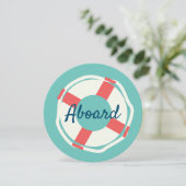 幾何学的なライフセーバー リング 海洋 赤ちゃん歓迎会 招待状 (スタンド正面)