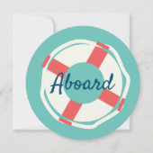 幾何学的なライフセーバー リング 海洋 赤ちゃん歓迎会 招待状 (正面)