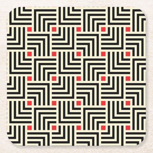 幾何学的なラインパターン スクエアペーパーコースター (正面)