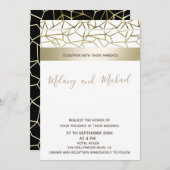 幾何学的なラグジュアリー ゴールド ブラック/ホワイト 招待状 (正面/裏面)