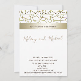 幾何学的なラグジュアリー ゴールド ブラック/ホワイト 招待状