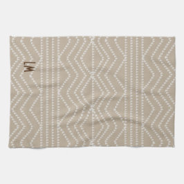 幾何学的なリネン一見はイニシャルのモノグラムを加えます キッチンタオル