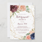 幾何学的なルスティックゴールドグリッター退職パーティー 招待状 (正面)