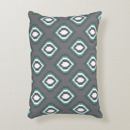 幾何学的なレトロのイカットの種族パターン アクセントクッション (正面(垂直))