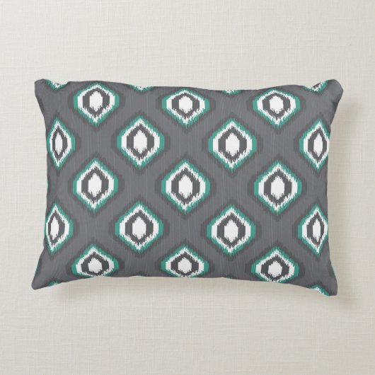 幾何学的なレトロのイカットの種族パターン アクセントクッション (裏面)