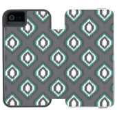 幾何学的なレトロのイカットの種族パターン INCIPIO iPhoneウォレットケース (フォリオ Open)