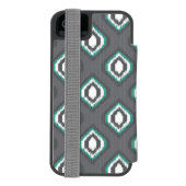 幾何学的なレトロのイカットの種族パターン INCIPIO iPhoneウォレットケース (フォリオ裏面)