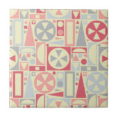 幾何学的なレトロの50年代の世紀半ばのモダンのピンク タイル (正面)