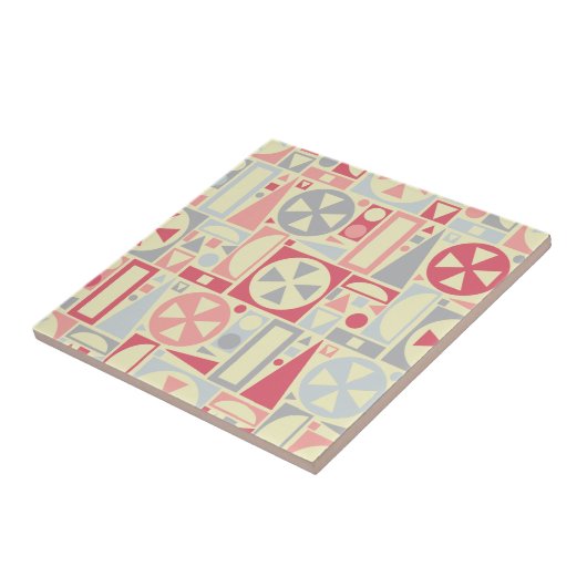 幾何学的なレトロの50年代の世紀半ばのモダンのピンク タイル (側面)