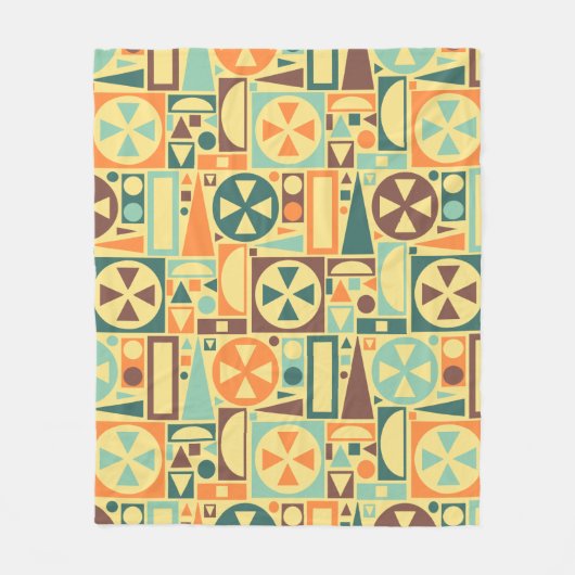 幾何学的なレトロの50年代の世紀半ばのモダンの抽象芸術 フリースブランケット (正面)