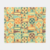 幾何学的なレトロの50年代の世紀半ばのモダンの抽象芸術 フリースブランケット (正面(横))