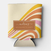 幾何学的なレトロストライプ 70年代 バチェロレッテパーティー 缶クーラー (正面)