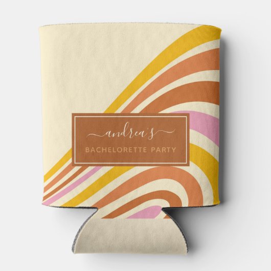 幾何学的なレトロストライプ 70年代 バチェロレッテパーティー 缶クーラー (裏面)